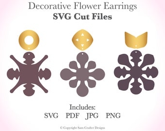 Decorative Earrings DIY Ornamental Jewelry SVG Pdf PNG Cut Files Wood Leather Acrylic Glowforge Silhouette Cricut Cutting Machine Laser