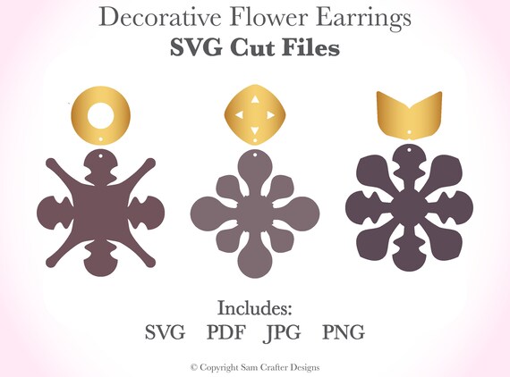 Decorative Earrings DIY Ornamental Jewelry SVG Pdf PNG Cut Files