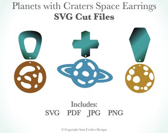 Planets Moon Saturn Space Astronomy Stars Galaxy SVG Cut Files Design Wood Leather Acrylic Template Glowforge Silhouette Cricut Laser Cutter