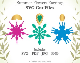 Delicate Flower Design Earrings DIY Jewelry SVG Pdf PNG Cut File Wood Leather Acrylic Glowforge Silhouette Cricut Cutting Machine Laser