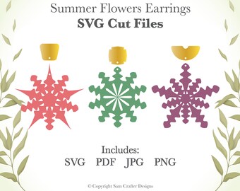 Dramatic Flower Design Earrings DIY Jewelry SVG Pdf PNG Cut File Wood Leather Acrylic Glowforge Silhouette Cricut Cutting Machine Laser