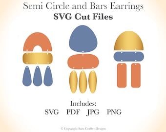Half Circle Shape with Hanging Bars Earrings SVG Cut Files Design Wood Leather Acrylic Template Glowforge Silhouette Cricut Laser Cutter