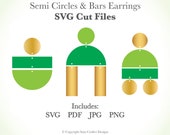 Semi Circle and Rectangle Bars Earrings SVG Template Cut Files Pattern Design Wood Leather Acrylic Glowforge Silhouette Cricut Laser Cutter