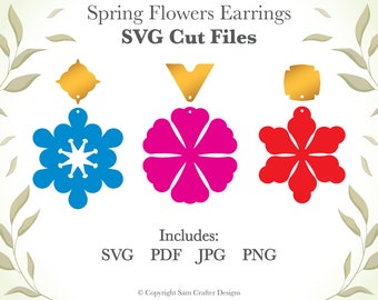 Six Petal Flower Earring Shapes DIY Easy SVG Pdf PNG Cut Files Wood Leather Acrylic Glowforge Silhouette Cricut Cutting Machine Laser