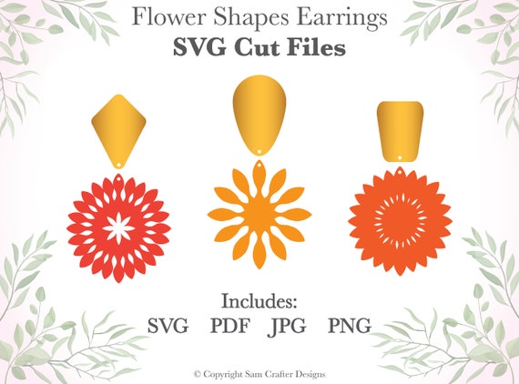 Festival Flower Shape Earrings DIY Jewelry SVG Pdf PNG Cut Files