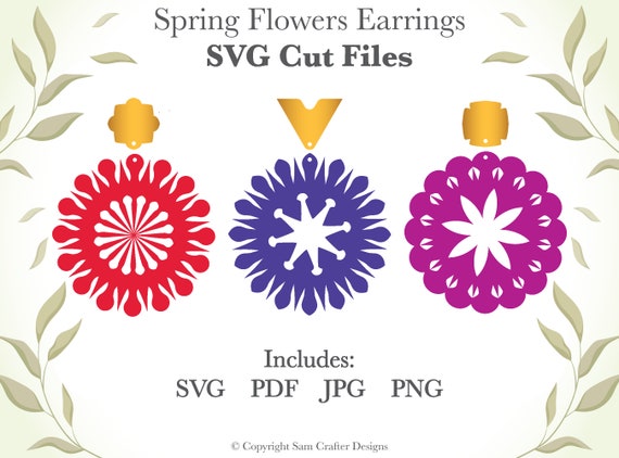 Detail Design Spring Flower Earrings DIY Jewelry SVG Pdf PNG Cut