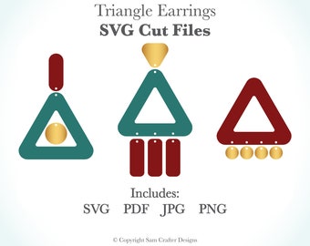 Hollow Triangle Shape Earrings SVG Template Cut Files Pattern Design Wood Leather Acrylic Template Glowforge Silhouette Cricut Laser Cutter