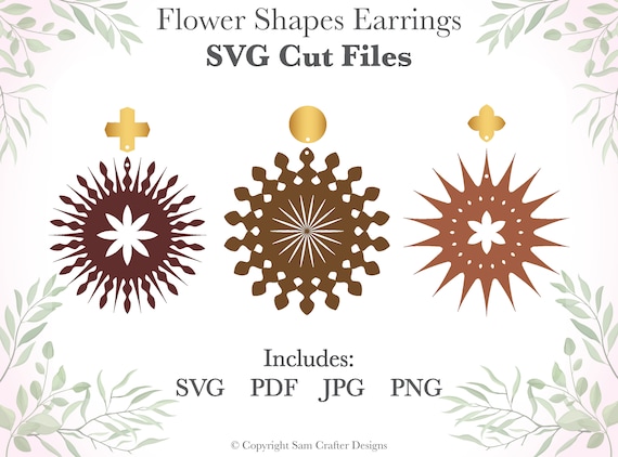 Mandala Flower Shape Earrings DIY Jewelry SVG Pdf PNG Cut Files