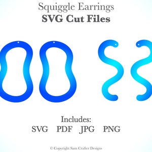 Squiggle Formen Ohrring Design DIY Einfach SVG Pdf PNG Dateien Holz Leder Acryl Glowforge Silhouette Cricut Schneidemaschine Laser
