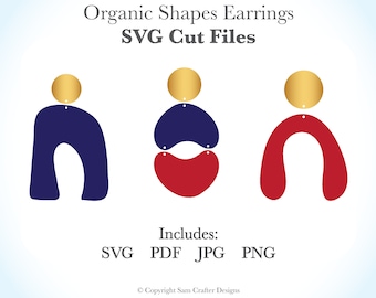 Organic Simple U-Shape Earrings Earrings SVG Template Cut Files Pattern Design Wood Leather Acrylic Glowforge Silhouette Cricut Laser Cutter