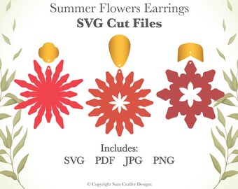 Fashionable Flower Design Earrings DIY Jewelry SVG Pdf PNG Cut File Wood Leather Acrylic Glowforge Silhouette Cricut Cutting Machine Laser