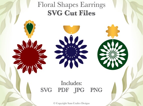 Summer Blossoms Flower Earrings DIY Jewelry SVG Pdf PNG Cut Files