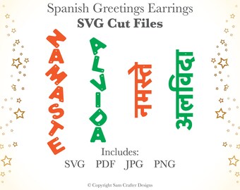 Earring SVG Template Cut Files Hindi Indian Greetings Namaste Alvida Pattern Wood Leather for Glowforge Silhouette Cricut Laser Cutter
