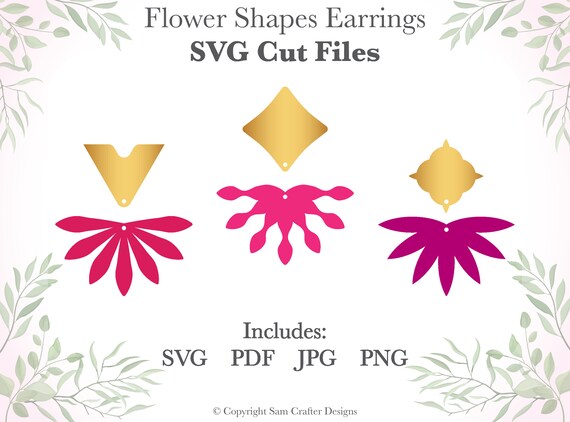Half Flower Drop Earrings DIY Jewelry SVG Pdf PNG Cut Files Wood