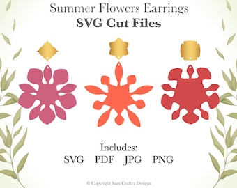 Contemporary Flower Design Earrings DIY Jewelry SVG Pdf PNG Cut File Wood Leather Acrylic Glowforge Silhouette Cricut Cutting Machine Laser
