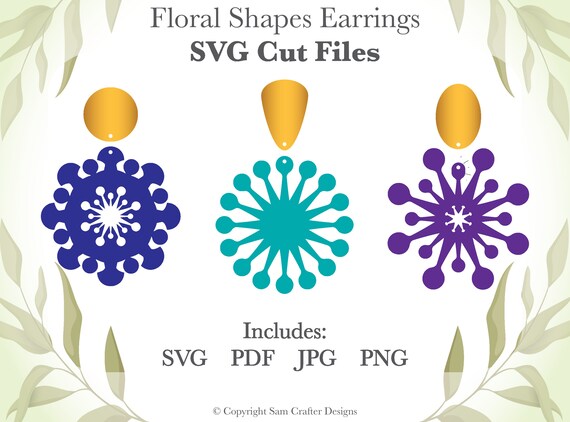 Snowflake Floral Shape Earrings DIY Jewelry SVG Pdf PNG Cut Files