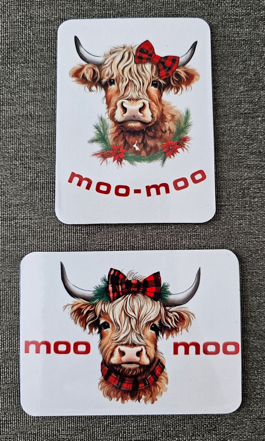 SET Moo Moo Moobaru Christmas Highland Cow Magnets Free Shipping - Etsy