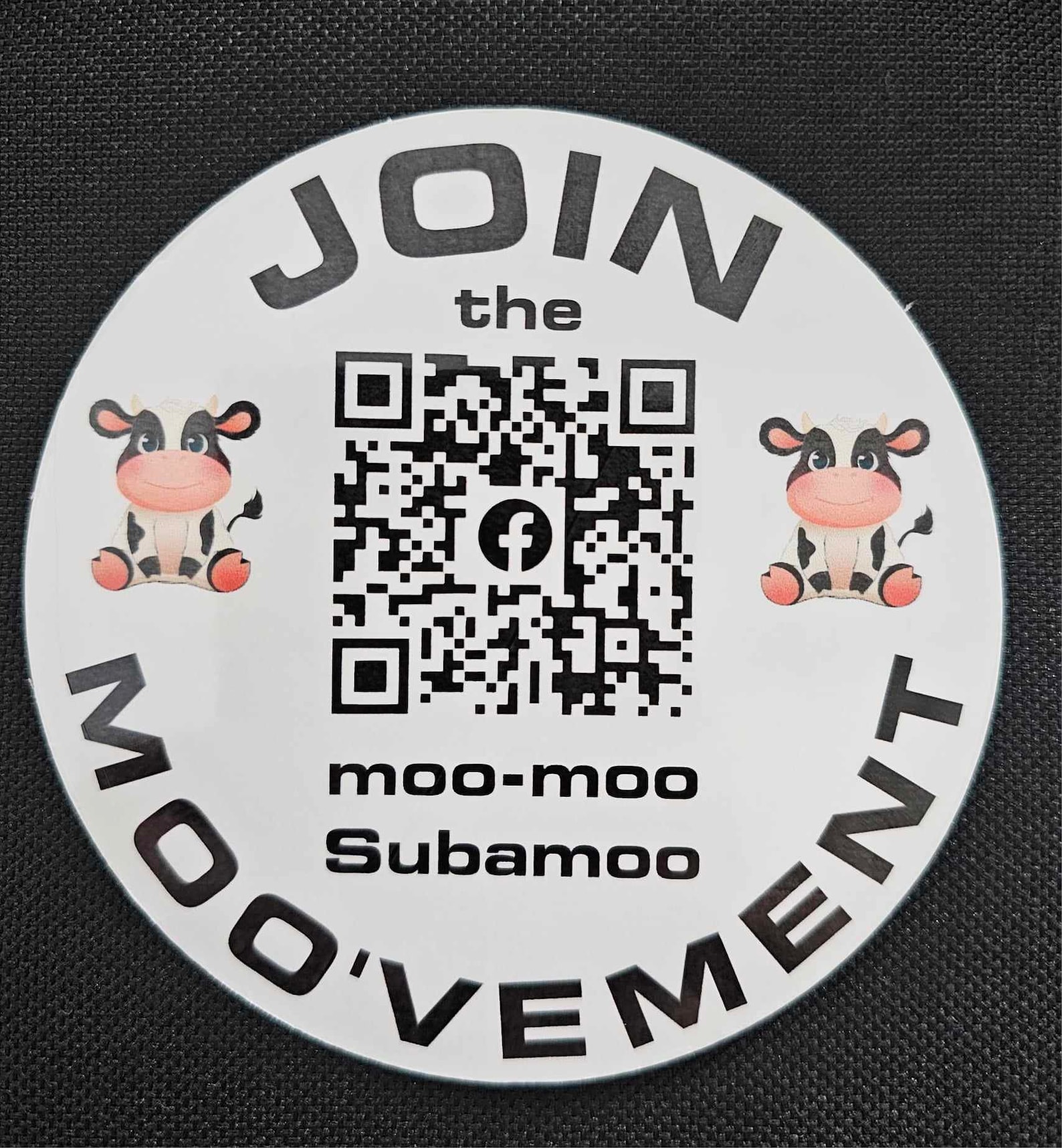 Moo Moo Car Sticker Facebook QR Code Sticker FREE Shipping Laptop Water ...