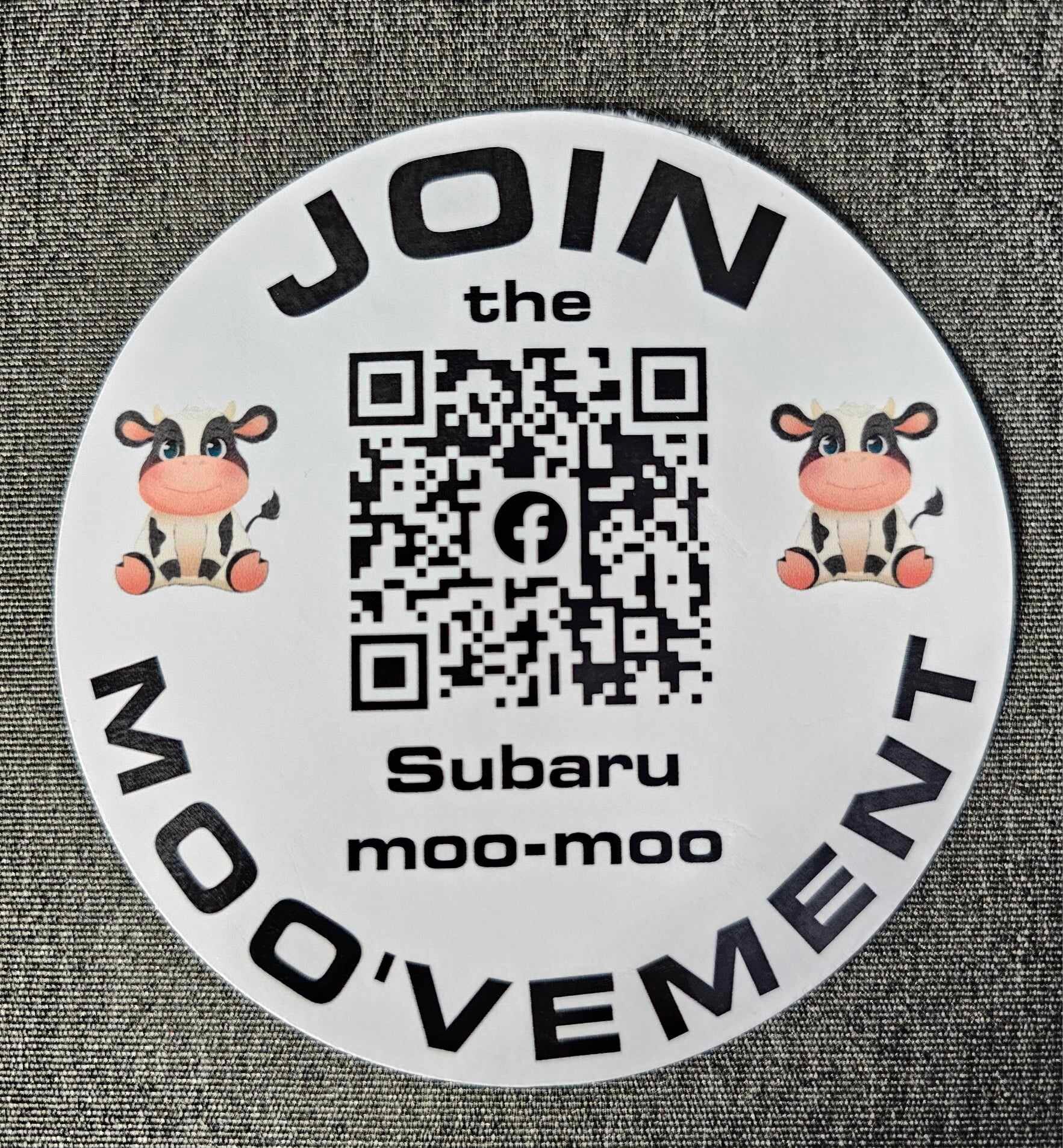 Join Facebook Moo Moo Subaru Moo'vement Waterproof Sticker W/laminate ...
