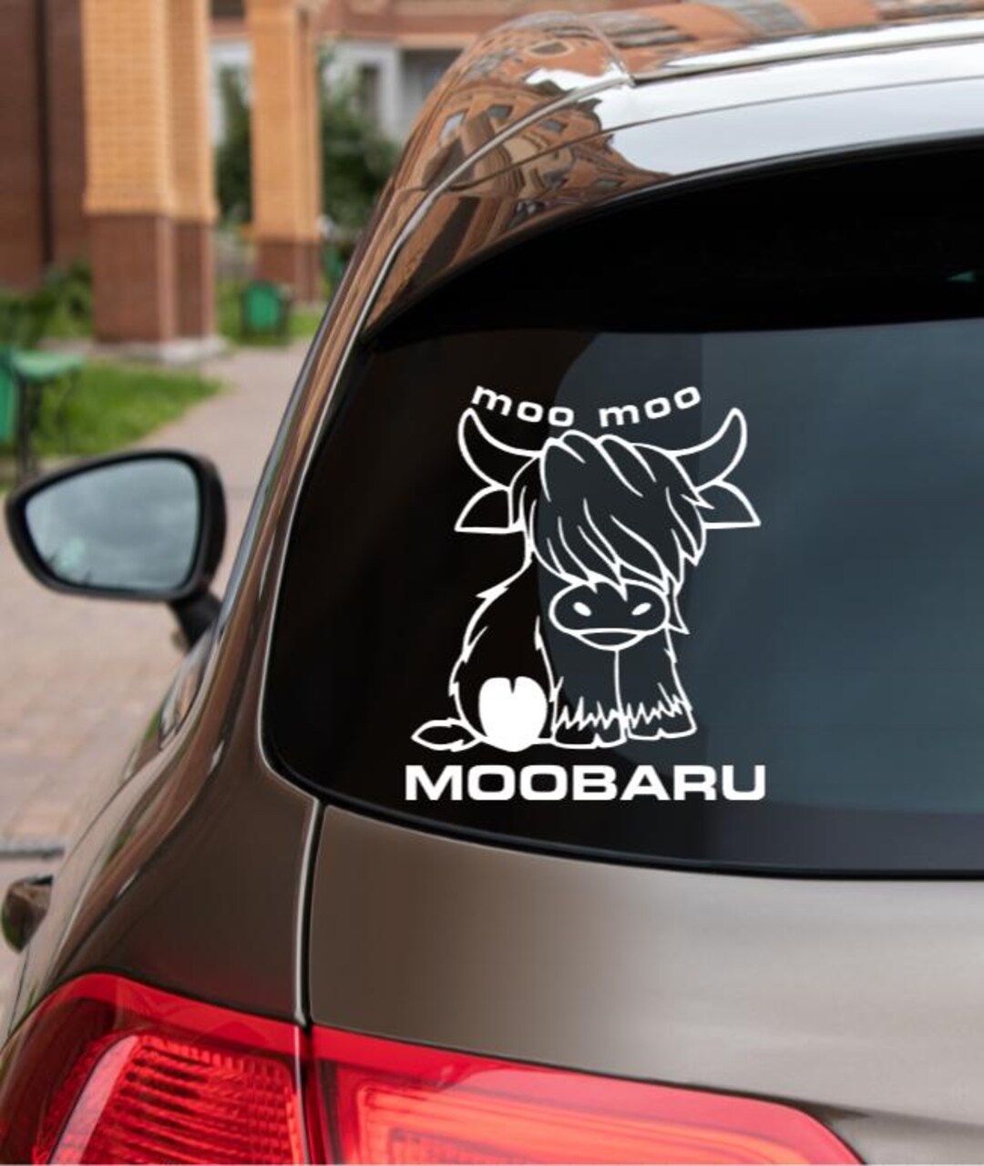 Moo Moo Moobaru Highland Cow Car Decal FREE Shipping - Etsy