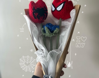 Gehäkelter Spiderman Tulpenstrauß