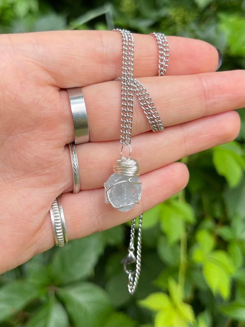 Wire Wrapped Raw Celestite Necklace, Raw Celestite, Rough Celestite, Rough Crystal, Raw Crystal Necklace, Rough Wire Wrapped, Hand Wrapped image 1