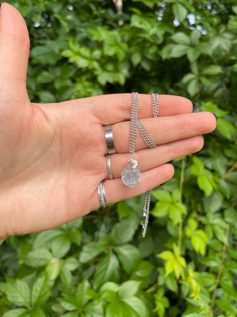 Wire Wrapped Raw Celestite Necklace, Raw Celestite, Rough Celestite, Rough Crystal, Raw Crystal Necklace, Rough Wire Wrapped, Hand Wrapped image 5