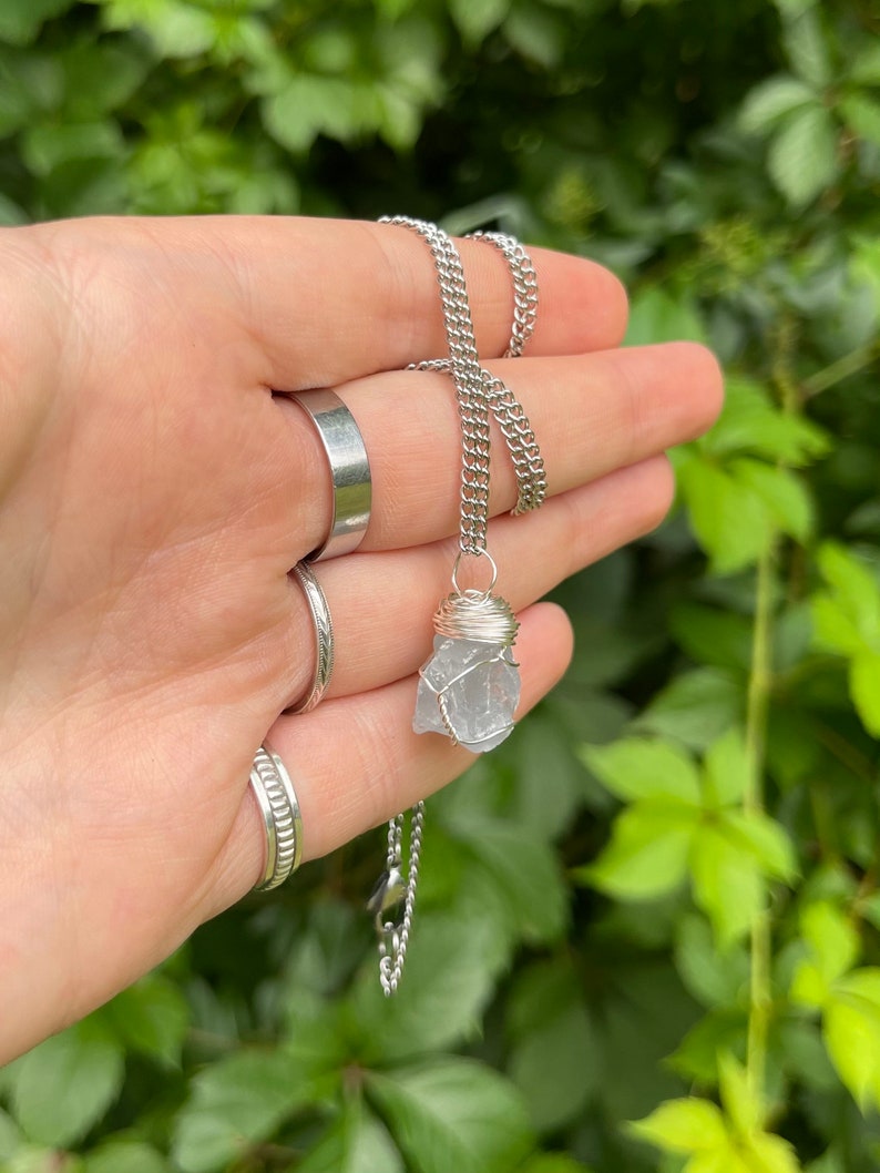 Wire Wrapped Raw Celestite Necklace, Raw Celestite, Rough Celestite, Rough Crystal, Raw Crystal Necklace, Rough Wire Wrapped, Hand Wrapped image 4