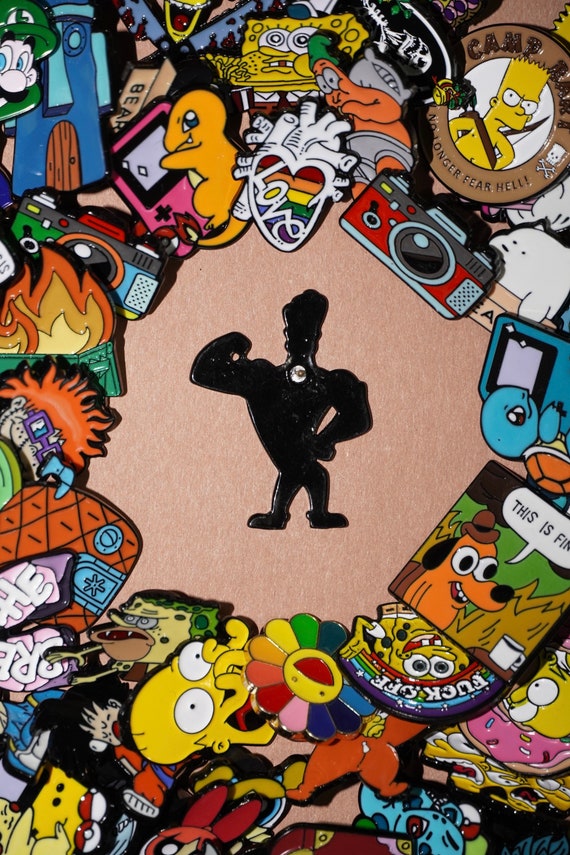 Johnny Bravo Metal Enamel Pins Cartoon Network Tv Animation Cloisonne Label Pin 
