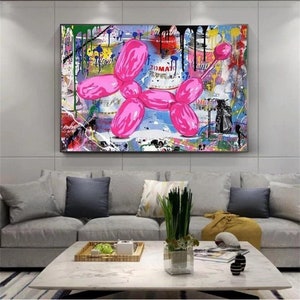 Graffiti Ballon Hund Leinwand Wandkunst, Urban Style Leinwand, Graffiti Wandkunst, Fotokunst, Kinder Wand-Dekor, Leinwand Kunstdruck