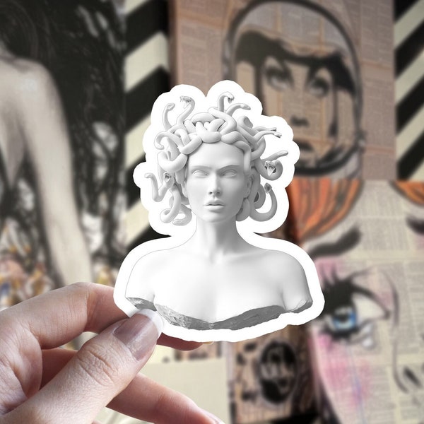 Medusa Stone Statue Bust Sticker, Medusa Sticker, Water Bottle Stickers, Feminine Stickers,