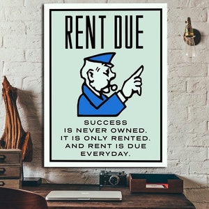 Success Is Rented Canvas Wall Art, Motivational Art Print, Canvas Art Print