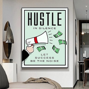 Hustle in Silence Canvas Wall Art, Motivational Art Print, Canvas Art Print