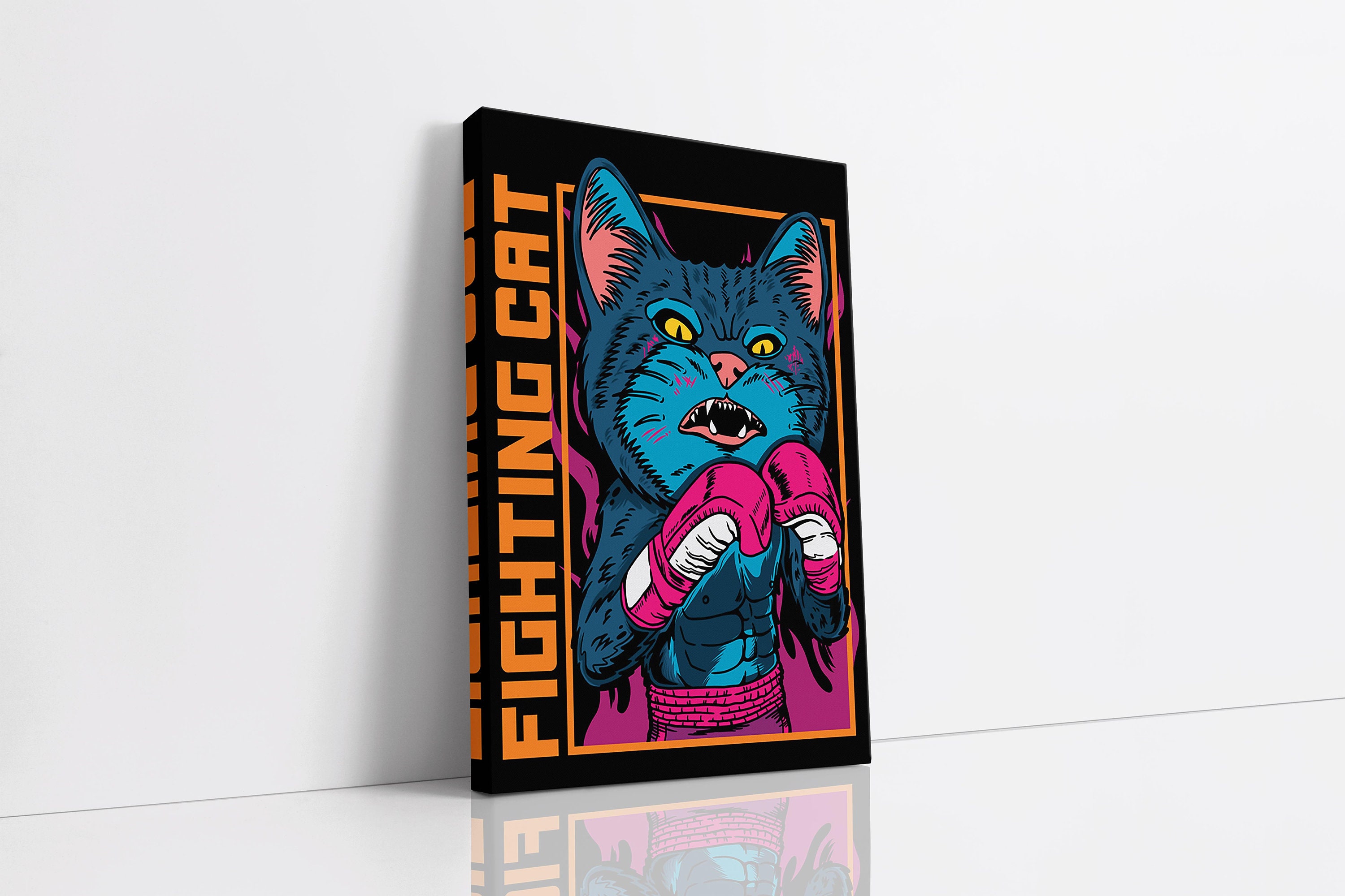 Fighting Cat Canvas Wall Art, Crazy Cat Lady Art, Canvas Art Print