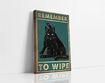 Remember To Wipe Canvas Wall Art, Bathroom Wall Art, Kids Art, Canvas Art Print