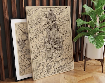 Lenormand The Tower Canvas Wall Art, Tela di carte da gioco, Arte stregata, Arte gotica, Stampa artistica su tela