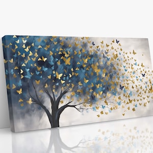 Arte da parete su tela con foglie di farfalla invernale, arte da parete moderna, arte per bambini, arte della natura, stampa artistica su tela