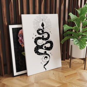 Snake Moon Canvas Wall Art, Witchy Art, Canvas Art Print