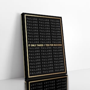 One Yes For Success Canvas Wall Art, Motivational Art Print, Canvas Art Print