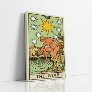 El arte de la pared de la lona de la estrella, el arte de la carta del tarot, el arte de la pared femenina, la impresión del arte de la lona
