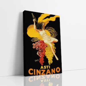 Leonetto Cappiello Asti Cinzano Vintage Ad Canvas Wall Art, Feminine Art, Bar Art, Canvas Art Print
