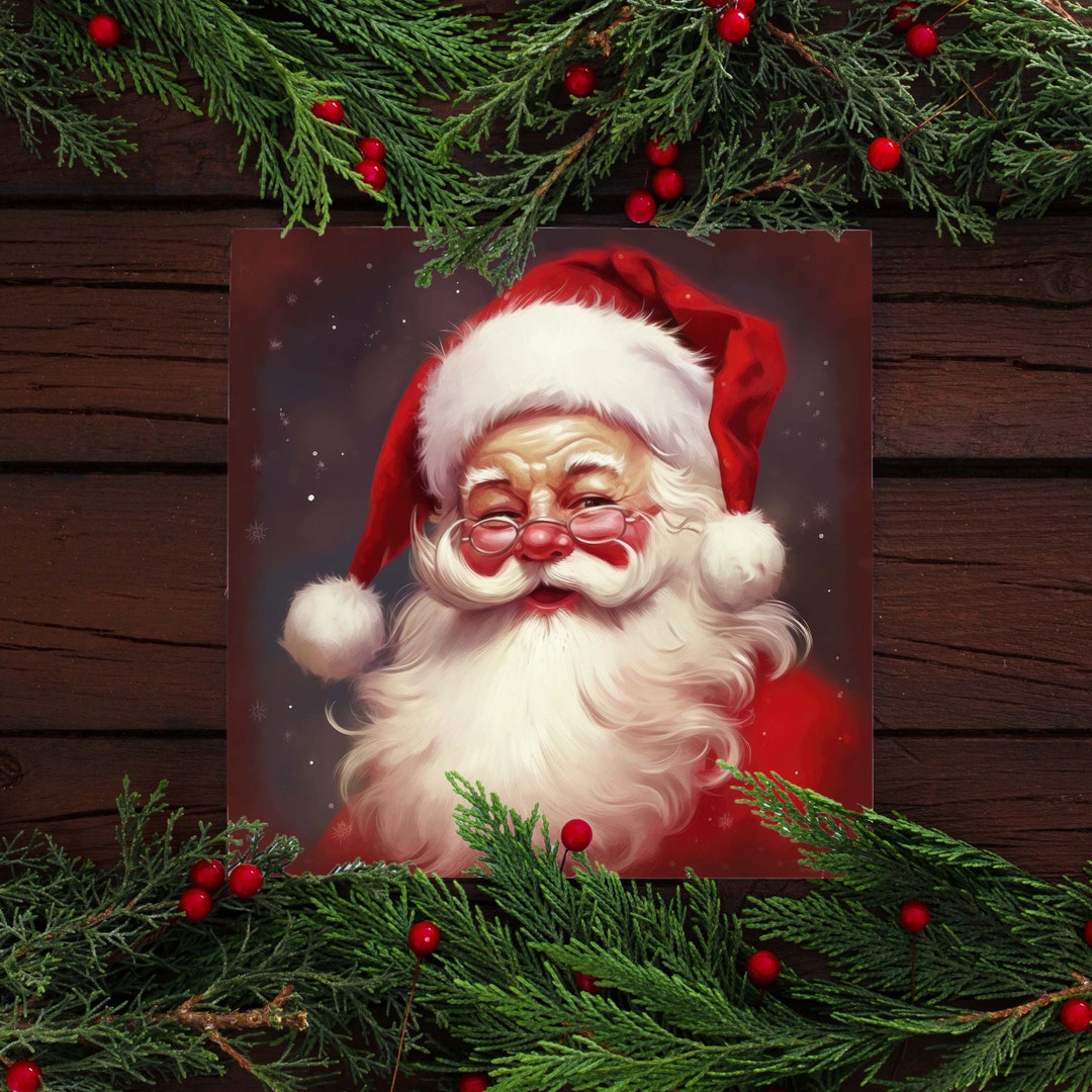 Old Timey Santa Canvas Wall Art Santa Claus Canvas Holiday Etsy