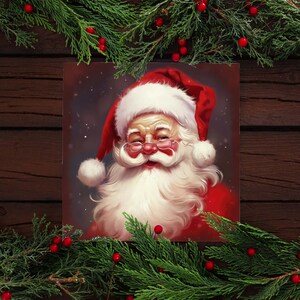 Old Timey Santa Canvas Wall Art, Papai Noel Canvas, Holiday Art, Christmas Art, Canvas Art Print