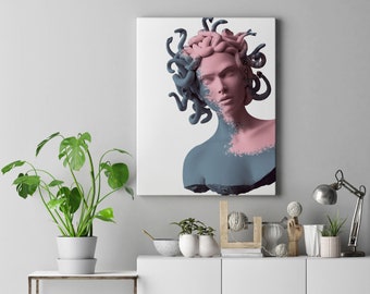 Modern Painted Medusa Canvas Wall Art, Urban Style Canvas, Modern Wall Art, Greek Art, Kids Wall Decor, Canvas Art Print