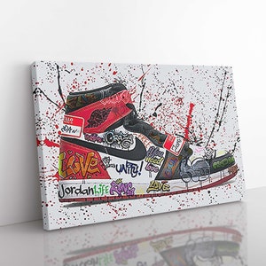 Graffiti Jordans Canvas Wall Art, Urban Style Canvas, Graffiti Wall Art, Kids Wall Art, Canvas Art Print
