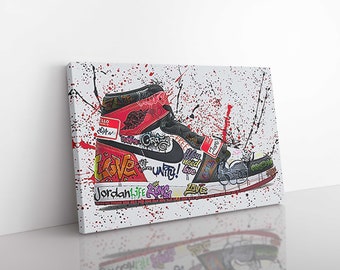 Graffiti Jordans Canvas Wall Art, Urban Style Canvas, Graffiti Wall Art, Kids Wall Art, Canvas Art Print