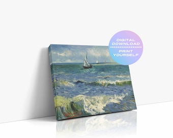 Van Gogh Seascape Near Les Saintes-Maries-de-la-Mer Digital Download Printable Wall Art, Vintage Wall Art, Digital Art Print