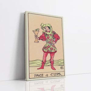 Página de Copas Arte em parede em tela, Arte em cartas de tarô, Impressão em tela