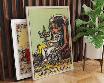 Queen of Cups Canvas Wall Art, Tarot Card Art, Canvas Art Print