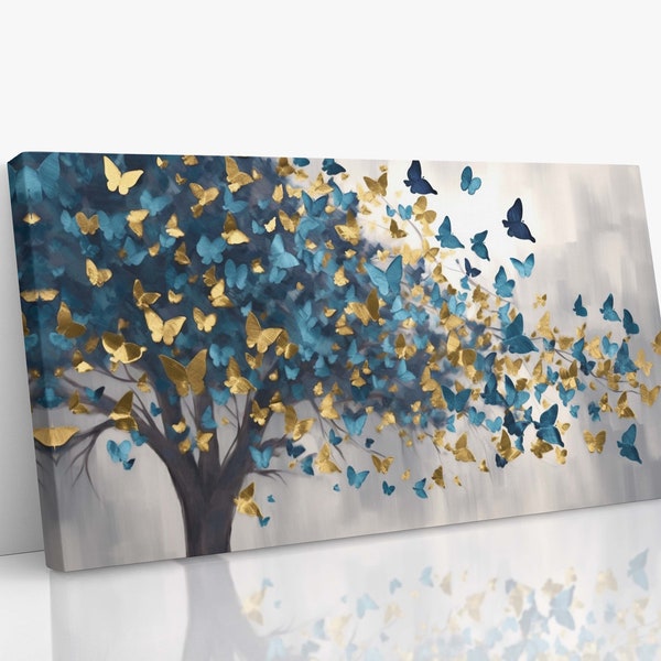 Butterfly Leaves Canvas Wall Art, Modern Wall Art, Kids Art, Nature Art, Canvas Art Print